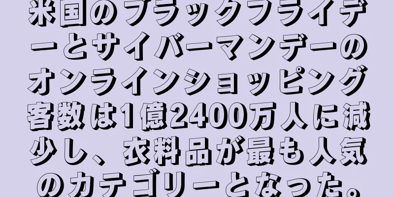 米国のブラックフライデーとサイバーマンデーのオンラインショッピング客数は1億2400万人に減少し、衣料品が最も人気のカテゴリーとなった。