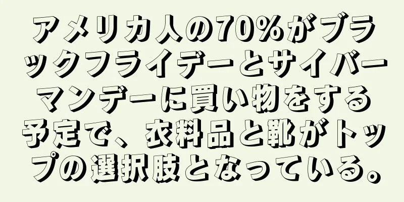 アメリカ人の70％がブラックフライデーとサイバーマンデーに買い物をする予定で、衣料品と靴がトップの選択肢となっている。