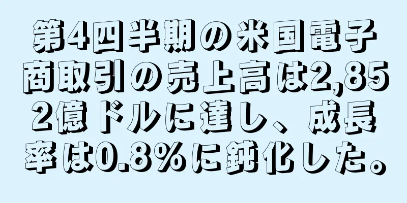 第4四半期の米国電子商取引の売上高は2,852億ドルに達し、成長率は0.8%に鈍化した。