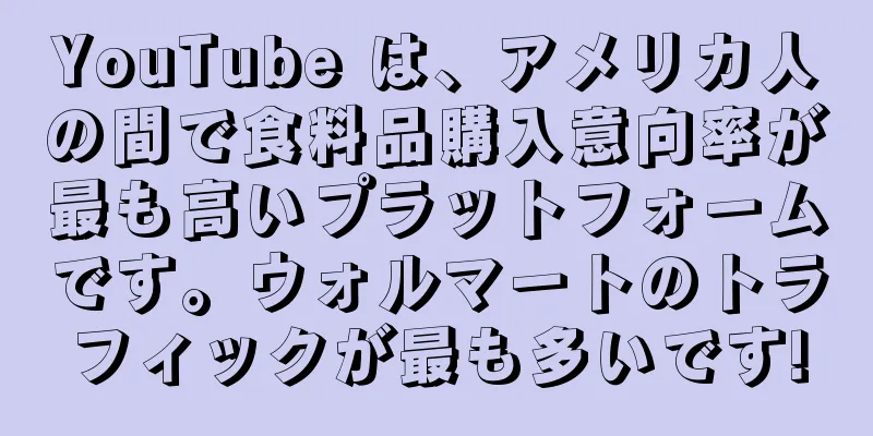 YouTube は、アメリカ人の間で食料品購入意向率が最も高いプラットフォームです。ウォルマートのトラフィックが最も多いです!