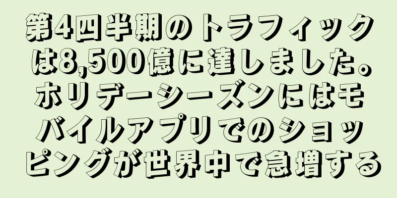 第4四半期のトラフィックは8,500億に達しました。ホリデーシーズンにはモバイルアプリでのショッピングが世界中で急増する