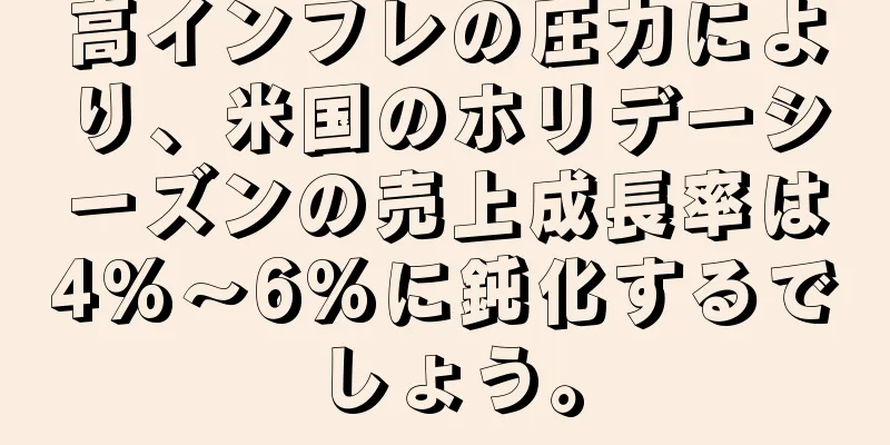 高インフレの圧力により、米国のホリデーシーズンの売上成長率は4%～6%に鈍化するでしょう。