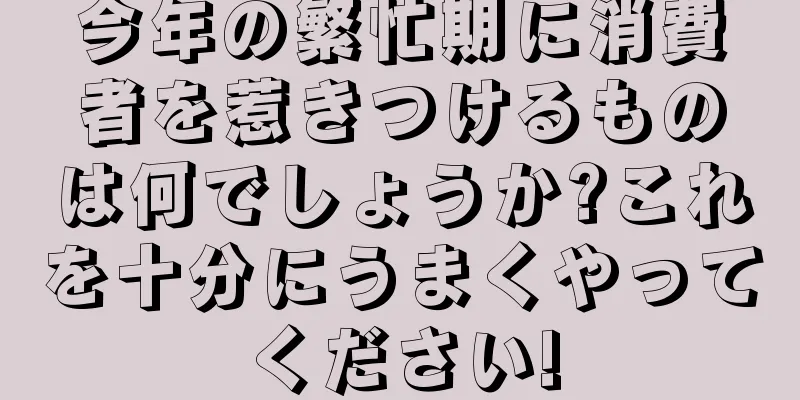 今年の繁忙期に消費者を惹きつけるものは何でしょうか?これを十分にうまくやってください!