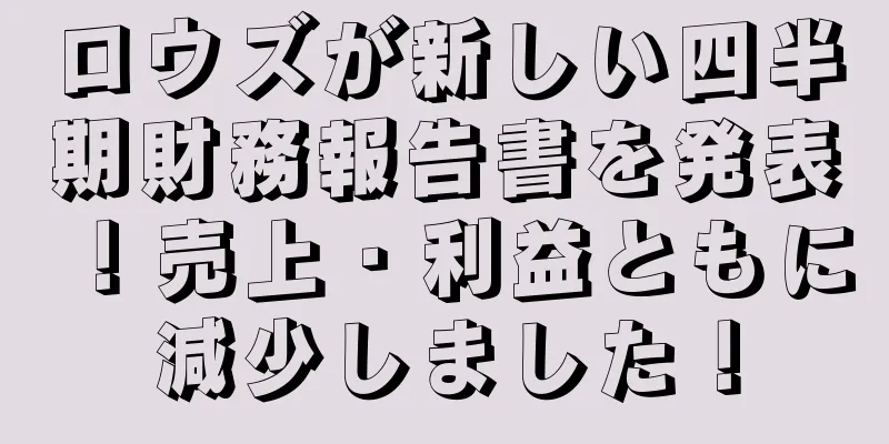 ロウズが新しい四半期財務報告書を発表！売上・利益ともに減少しました！