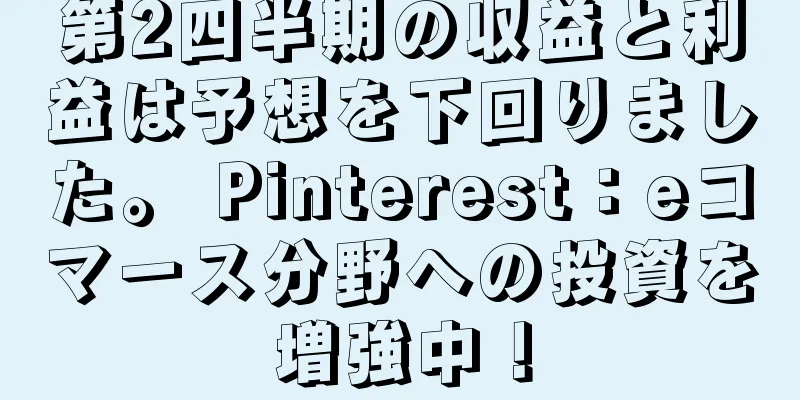 第2四半期の収益と利益は予想を下回りました。 Pinterest：eコマース分野への投資を増強中！