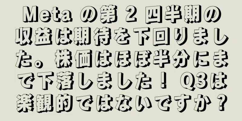 Meta の第 2 四半期の収益は期待を下回りました。株価はほぼ半分にまで下落しました！ Q3は楽観的ではないですか？