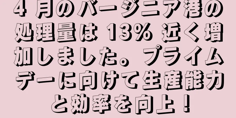 4 月のバージニア港の処理量は 13% 近く増加しました。プライムデーに向けて生産能力と効率を向上！