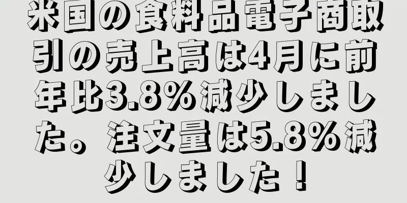 米国の食料品電子商取引の売上高は4月に前年比3.8%減少しました。注文量は5.8%減少しました！