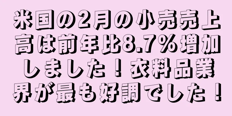 米国の2月の小売売上高は前年比8.7%増加しました！衣料品業界が最も好調でした！