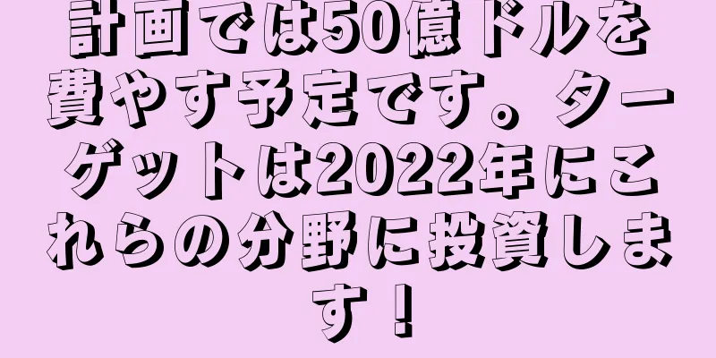 計画では50億ドルを費やす予定です。ターゲットは2022年にこれらの分野に投資します！