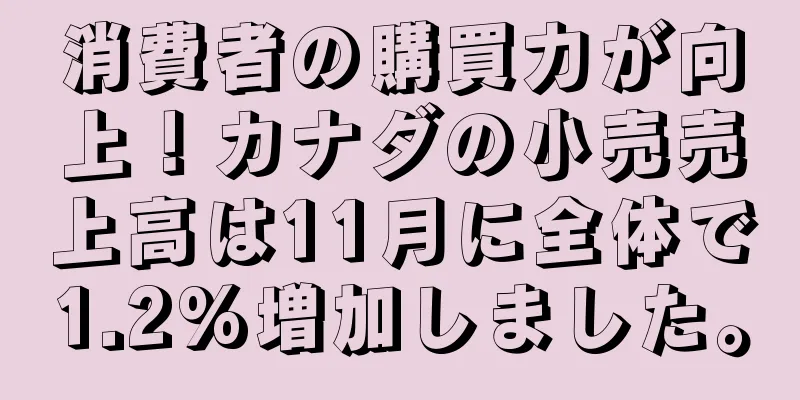 消費者の購買力が向上！カナダの小売売上高は11月に全体で1.2%増加しました。