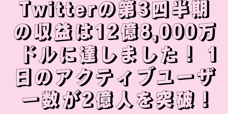 Twitterの第3四半期の収益は12億8,000万ドルに達しました！ 1日のアクティブユーザー数が2億人を突破！
