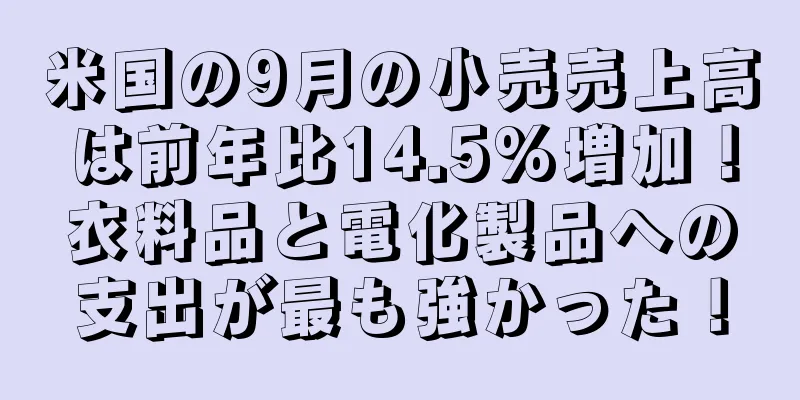 米国の9月の小売売上高は前年比14.5%増加！衣料品と電化製品への支出が最も強かった！