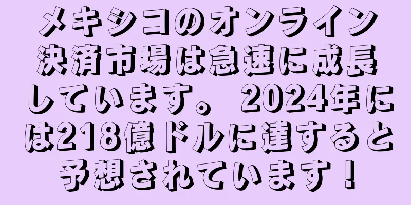 メキシコのオンライン決済市場は急速に成長しています。 2024年には218億ドルに達すると予想されています！
