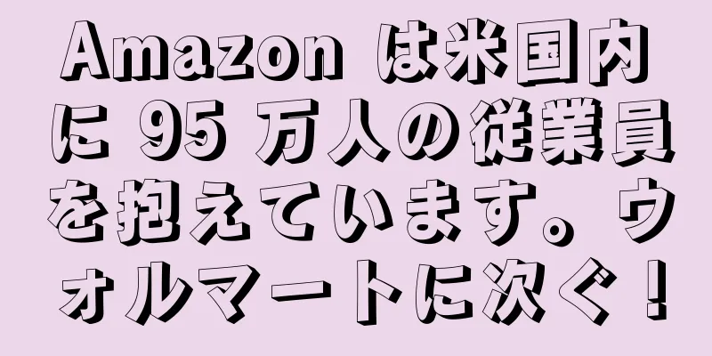 Amazon は米国内に 95 万人の従業員を抱えています。ウォルマートに次ぐ！