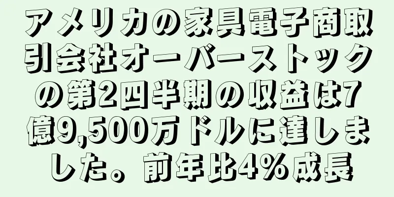 アメリカの家具電子商取引会社オーバーストックの第2四半期の収益は7億9,500万ドルに達しました。前年比4%成長