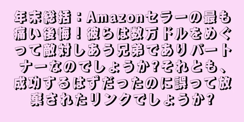 年末総括：Amazonセラーの最も痛い後悔！彼らは数万ドルをめぐって敵対しあう兄弟でありパートナーなのでしょうか?それとも、成功するはずだったのに誤って放棄されたリンクでしょうか?