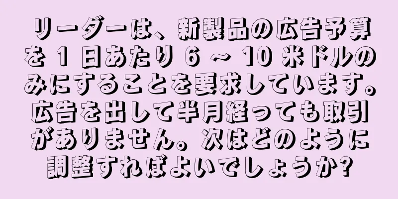 リーダーは、新製品の広告予算を 1 日あたり 6 ～ 10 米ドルのみにすることを要求しています。広告を出して半月経っても取引がありません。次はどのように調整すればよいでしょうか?