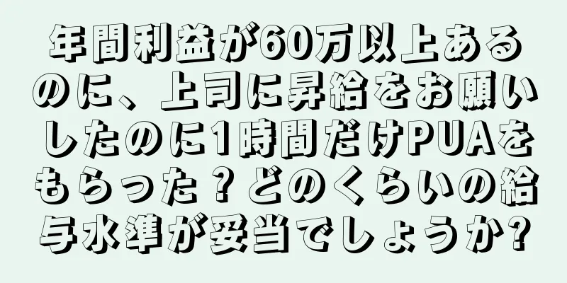 年間利益が60万以上あるのに、上司に昇給をお願いしたのに1時間だけPUAをもらった？どのくらいの給与水準が妥当でしょうか?