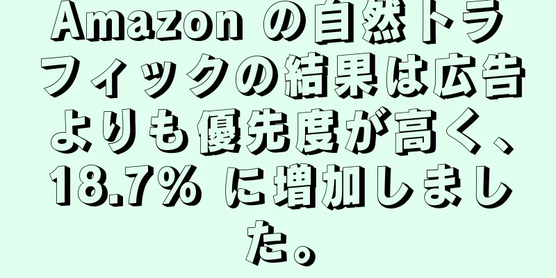 Amazon の自然トラフィックの結果は広告よりも優先度が高く、18.7% に増加しました。