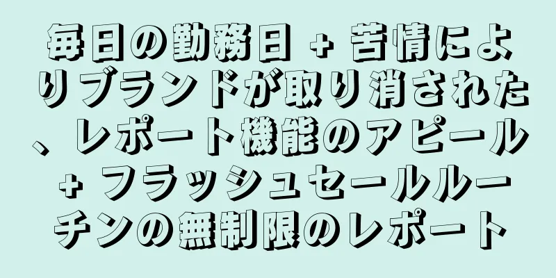 毎日の勤務日 + 苦情によりブランドが取り消された、レポート機能のアピール + フラッシュセールルーチンの無制限のレポート