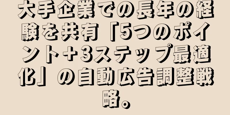 大手企業での長年の経験を共有「5つのポイント＋3ステップ最適化」の自動広告調整戦略。