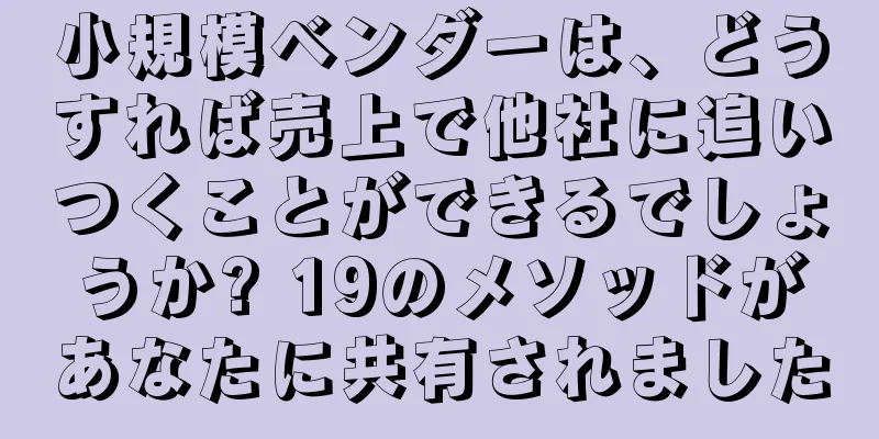 小規模ベンダーは、どうすれば売上で他社に追いつくことができるでしょうか? 19のメソッドがあなたに共有されました