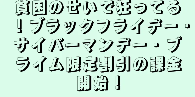 貧困のせいで狂ってる！ブラックフライデー・サイバーマンデー・プライム限定割引の課金開始！