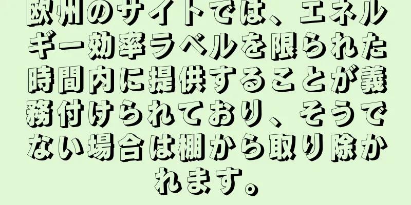 欧州のサイトでは、エネルギー効率ラベルを限られた時間内に提供することが義務付けられており、そうでない場合は棚から取り除かれます。